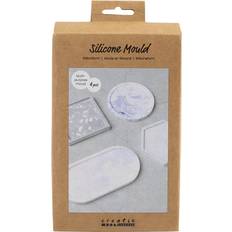 Creativ Company Silicone Mould, Oval, round, square, hexagonal, H: 1-1,5 cm, size 9-17,5 cm, matt transparent, 4 pc/ 1 pack