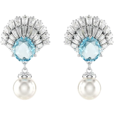 Swarovski Idyllia Drop Earrings - Silver/Blue/Transparent/Pearls