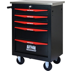 17 Stories 5 Drawers Multifunctional Tool Cart w/ Wheels, Metal Rolling Tool Cart Storage for Garage Workshop Warehouse Repair Shop Wayfair BlackRed (30.71" H X 22.28" W X 13.58" D)