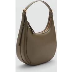 Mango Leather-Effect Shoulder Bag - Khaki