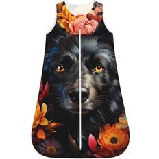 Black Sleeping Bags Yiaed Colorful Floral Black Dog Print Baby Sleep Sack