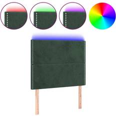 Grøn Sengegavle vidaXL Med LED-Lys 90 x 5 x 118/128 cm Fløjl Mørkegrøn Sengegavl