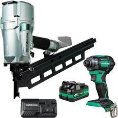 Nail Guns Metabo HPT KNR83A5 Framing Nailer and Impact Driver Pro Bundle Kit 5 Ah