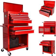 DIY Accessories BouPower Tool Chests, 8-Drawer Rolling Tool Storage Cart with Detachable Tray, Multi-Functional Handles, Adjustable Shelves, Secure Locking System, Heavy-Duty Wheels, Ideal for Garage, Workshop