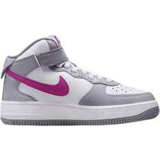 NIKE Grau Sneakers NIKE Air Force 1 Mid EasyOn GSV - Cement Grey/White/Hot Fuchsia