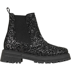 Angulus Glitter Chelsea Boot on Track Sole - Black