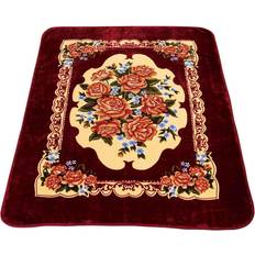 Chezmoi Collection Heavy Korean Style Mink Red Rose/Multicolour Blankets Red, Multicolor (241.3x215.9cm)