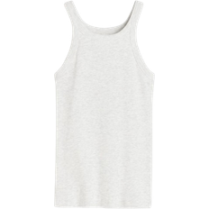 Grey - Women Tank Tops H&M Ribbed Vest Top - Light Grey Melange