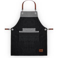 Belfry Kitchen Denim with Leather Details 4 Pockets Blue Apron Blue