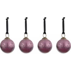 Nkuku Pannee Round Baubles Ruby Christmas Tree Ornament 8cm 4pcs