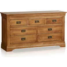 Oak Furnitureland Chest of Drawers Oak Furnitureland FRC104 Rustic Solid Oak Chest of Drawer 139x77cm