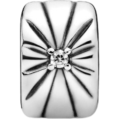 Pandora Sparkling Sunburst Clip Charm - Silver/Transparent