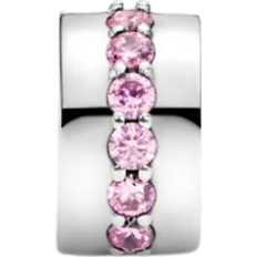 Bijoux Pandora Sparkling Row Clip Charm - Silver/Pink