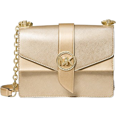 Michael Kors Greenwich Small Metallic Saffiano Leather Crossbody Bag - Pale Gold