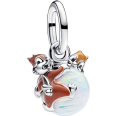 Marron Breloques et Pendentifs Pandora Disney Chip & Dale Bauble Dangle Charm - Silver/White/Brown