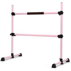 Push Up-Handles Costway 4-Foot Portable Ballet Barre Pink