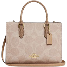 Coach Maggie Small Tote Bag In Blocked Signature Canvas - Gold/Sand/Tan