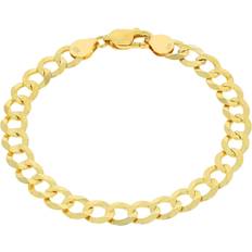 Nuragold Solid Cuban Curb Link Chain Bracelet 7mm 10k - Gold