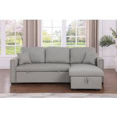 Ebern Designs Dishaan Convertible Sleeper Light Gray Sofa 84" 3 Seater