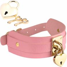 Heart Lock Key Collar Pink