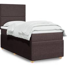 80 cm Senge vidaXL Med Madras 80x200 cm Stof Mørkebrun Kontinentalseng