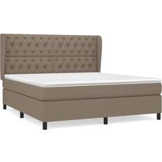 vidaXL Ramsäng Med Madrass 160x200 cm Taupe Kontinentalsäng