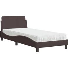 200cm Bedpakketten vidaXL Bett mit Matratze Dunkelbraun 90x200 cm Stoff Betten-Sets