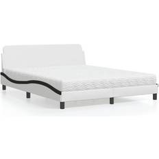 Vita Ramsängar vidaXL Säng Med Madrass Vit Och Svart 160x200 cm Konstläder Ramsäng