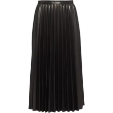 Imitatieleer Rokken Comma Side Zipper Leather Look Pleated Skirt - Black