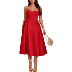 Shein BAE Elegant Women Spaghetti Strap Long Fluffy Skirt Dress, For Daily Dating, Outing, Nightclub Party, Autumn