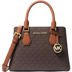 Michael Kors Polyurethane Bags Michael Kors Camille Small Logo and Leather Satchel - Brown