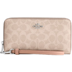 Coach Long Zip Around Wallet In Signature Canvas - Silver/Sand/Taupe