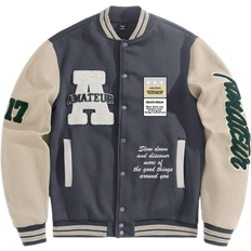 6XL - Bomber Jackets Shein Manfinity EMRG Plus Size Men's Letter Graphic Long Sleeve Varsity Jacket, Campus Style