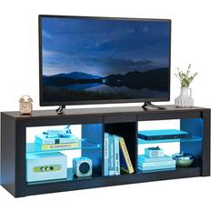 Tv stand light wood Costway Modern Stand with LED Light Brown TV Bench 55x18.5"