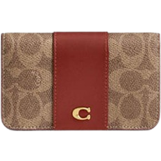 Coach Essential Slim Card Case In Signature Canvas - Brass/Tan/Rust