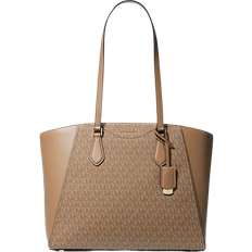 Michael Kors Taryn Large Signature Logo and Leather Tote Bag - Husk