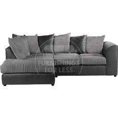 B&Q Jumbo Cord 4 Seater Corner Black And Grey Left Hand Facing Sofa 212cm 4 Seater