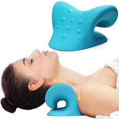 Head-, Shoulder- & Neck Massagers Cozyhealth Neck Stretcher for Neck Pain Relief, Neck and Shoulder Relaxer Cervical Neck Traction Device Pillow for TMJ Pain Relief and Muscle Relax, Cervical Spine Alignment Chiropractic Pillow (Blue)