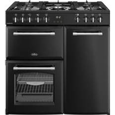 90cm - Freestanding Cookers Belling Farmhouse 90DF Dual Fuel Range Cooker Black