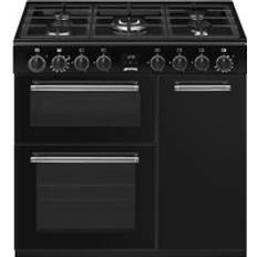Smeg 90cm Cookers Smeg Concert Dual Fuel Range Cooker BG93GMBL Black