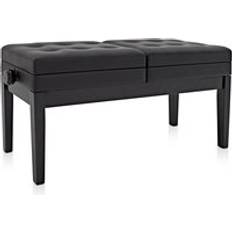 Gear4music Deluxe Duet Piano Stool Gloss Black