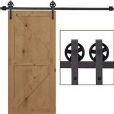 Homcom 6ft Modern Single Barn Track Kit Sliding Door (x)