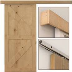 Homcom 6.5FT Medium-density Fibreboard Barn Track Kit Sliding Door (x)