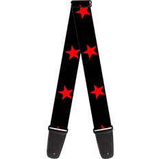 Guitar Strap Star Black Red 2 Inches