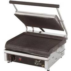 Sandwich Toasters Star GX14IG Single Commercial Panini Press w/ Cast Iron Grooved Plates, 120v, Grooved Iron Plates, 14" x 10" Stainless Steel