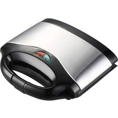Sandwich Toasters MegaChef Electric Nonstick Panini Press Grill And Sandwich Maker, 3-1/2"H x 9-3/16"W x 8-1/2"D, Silver/Black