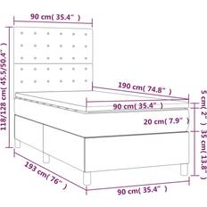 90cm Sängar på rea vidaXL Ramsäng Med Madrass Taupe 90x190 cm Kontinentalsäng
