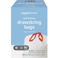 Cleaning Equipment & Cleaning Agents Amazon Basics Tall Kitchen Drawstring Trash Bags 80 Count