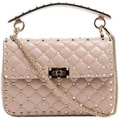 Läder Spike Axelväska - Beige/Rosa