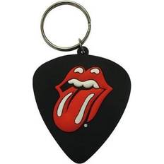 Rolling Stones Plectrum Rubber Keyring - Black/Red